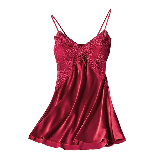 Women's Satin Nightwear | Sexy Pajama Set with Lace