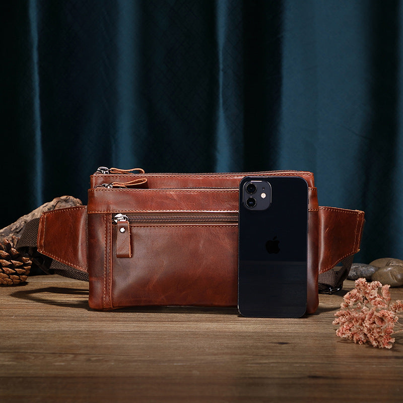 Leather Fanny Pack for Men | Waterproof Outdoor Waist Bag