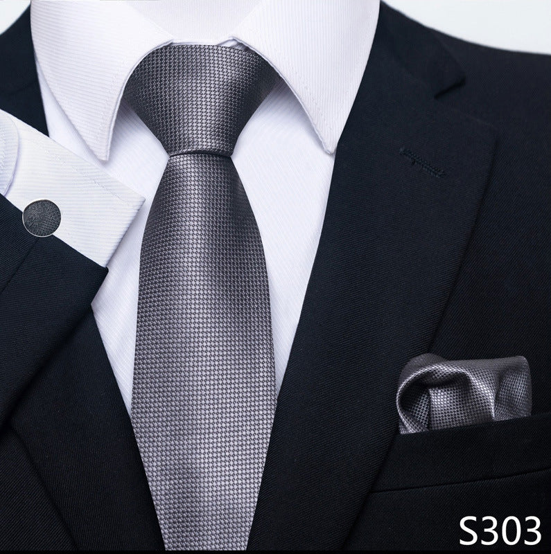 Men's Tie Set Business Scarf Cufflinks Elegant
