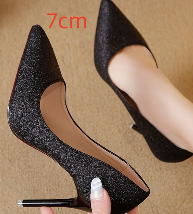 Women's High Heels Silver Black Mesh Sequins | Sexy Glamour Shoes
