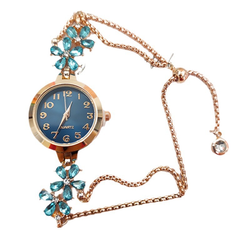 Ladies' Luxury Wristwatch, Flower Shape – Jewelry Watch with Rhinestones