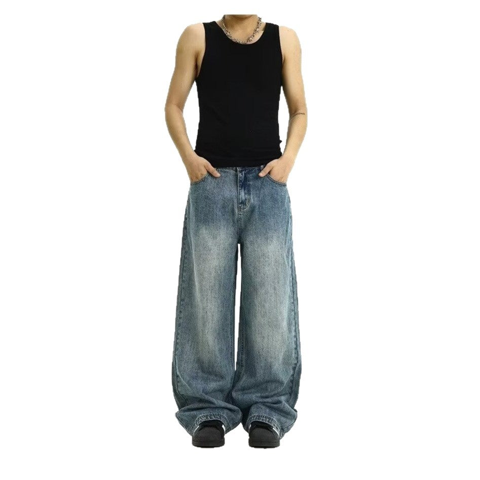 Men's Vintage Blue Jeans – Street Style Washed Denim Pants
