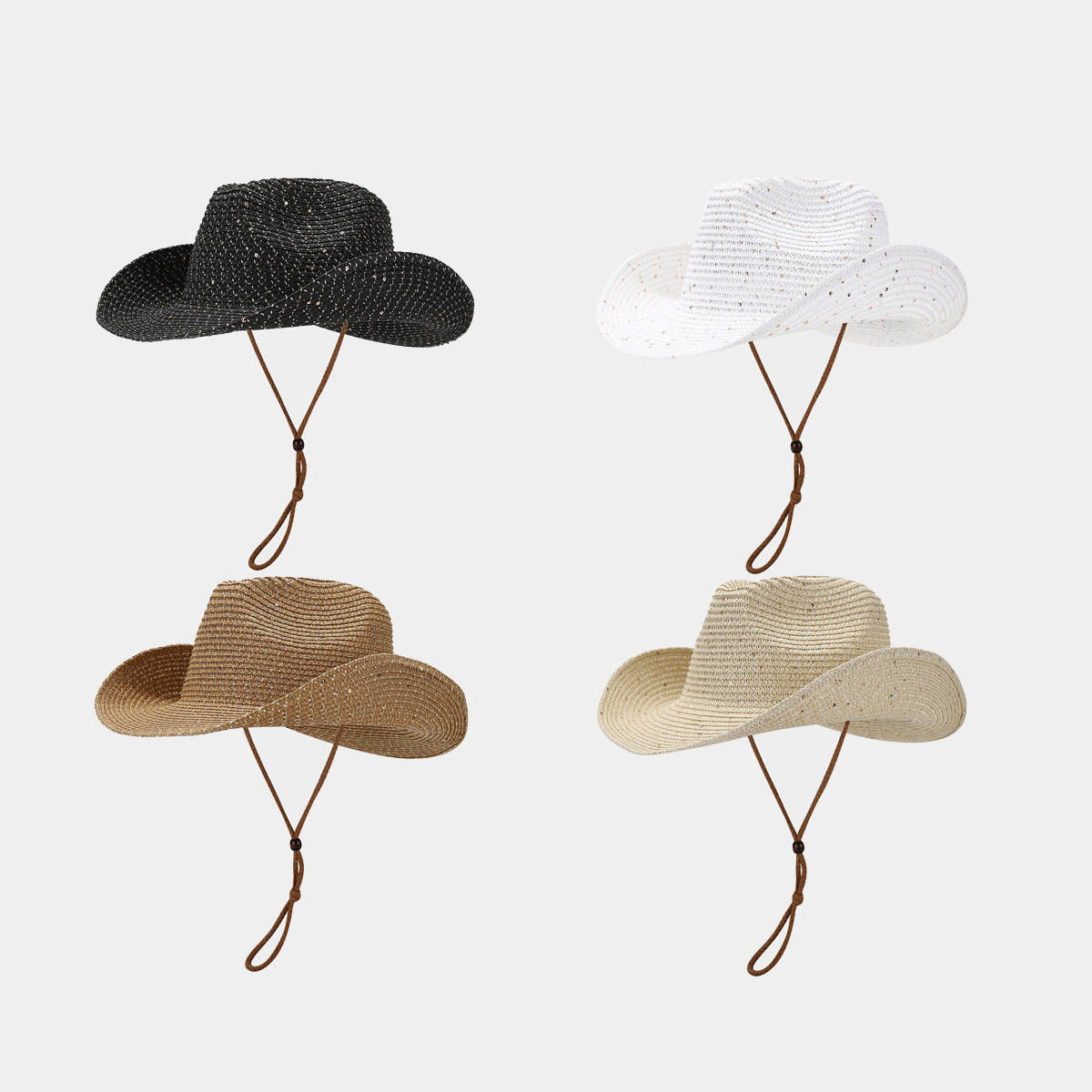Women's Panama Straw Hat with Sequins – Windproof & Sun Protection