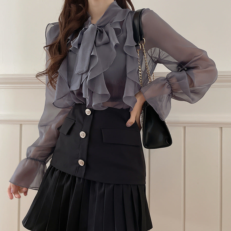 Elegant Women's Chiffon Blouse – Transparent, Loose & Timelessly Stylish