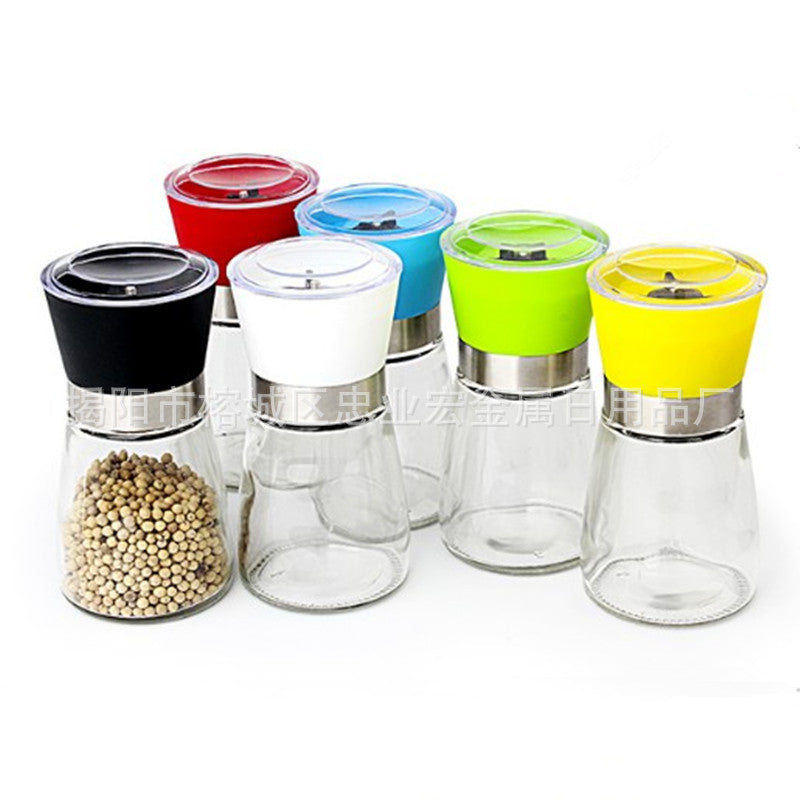 Pepper Mill Glass Bamboo | Manual Spice Grinder Adjustable