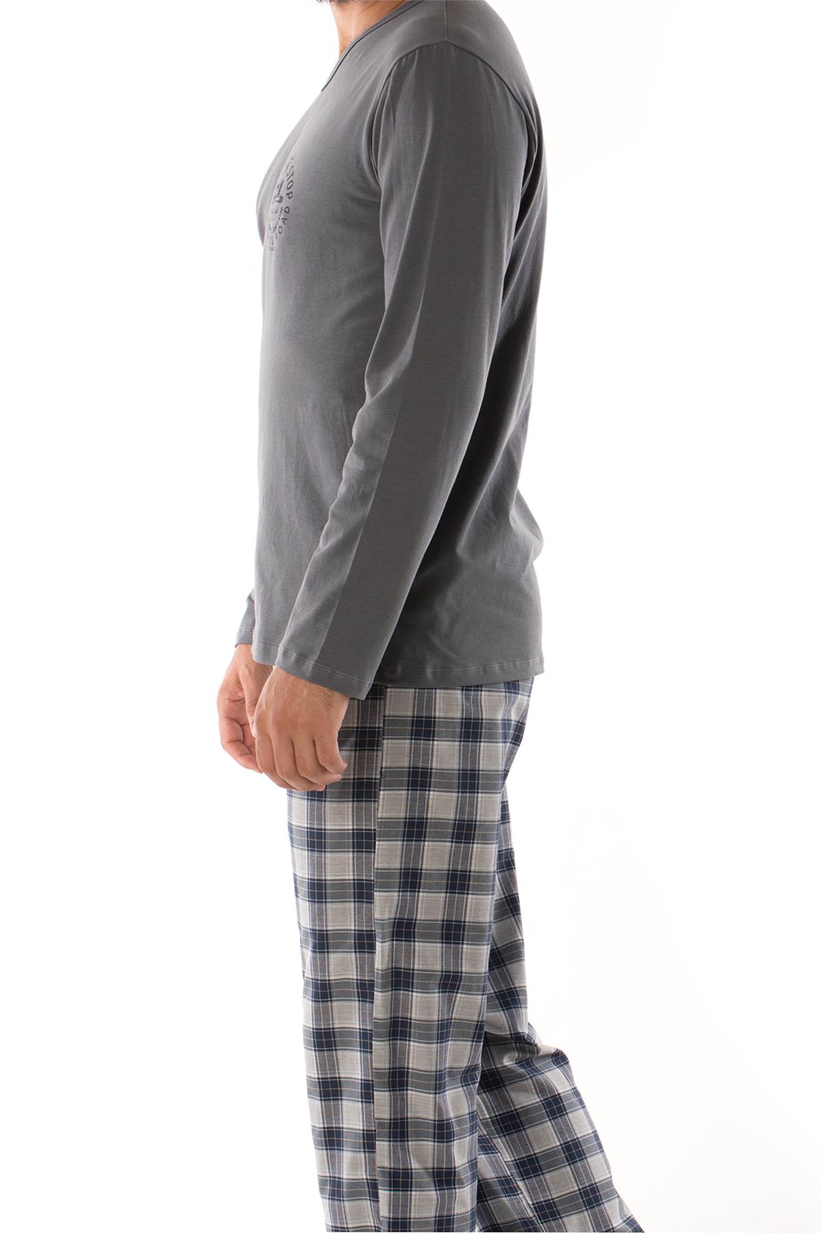 Herren Baumwoll Pyjama Langarm | Bequeme Nachtwäsche Set