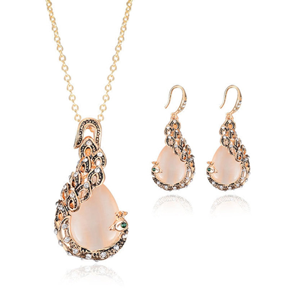 Elegant Teardrop Jewelry Set with Rhinestones – Necklace & Earrings for Special Occasions