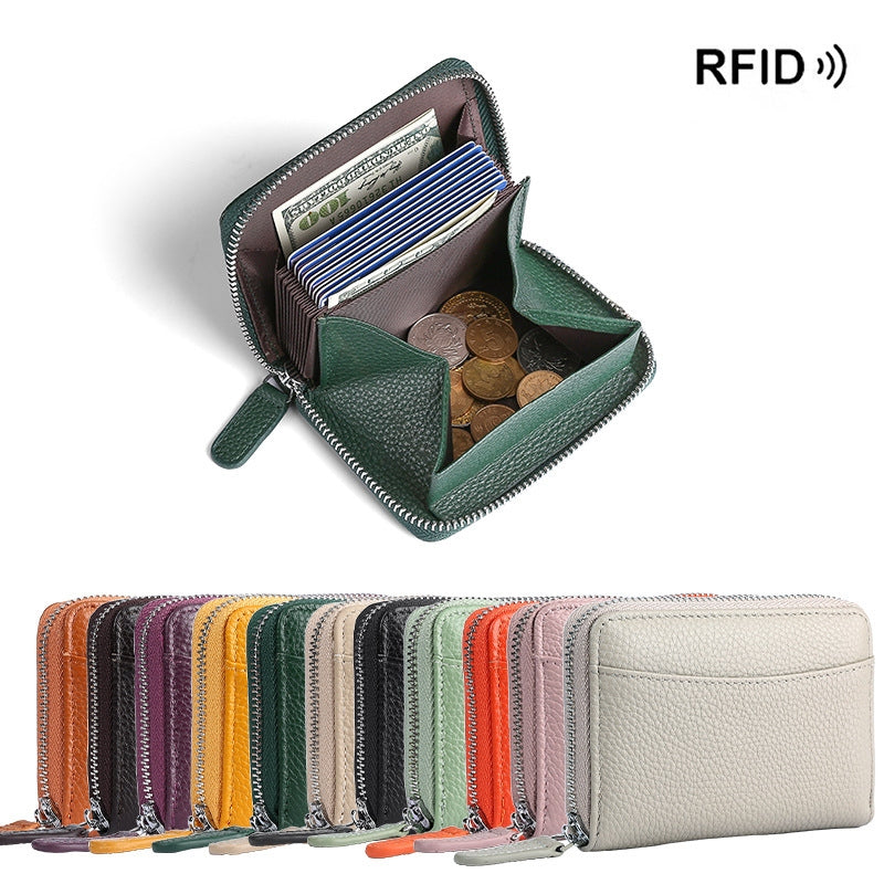 RFID Leather Card Holder - Small Wallet with Coin Pocket Unisex