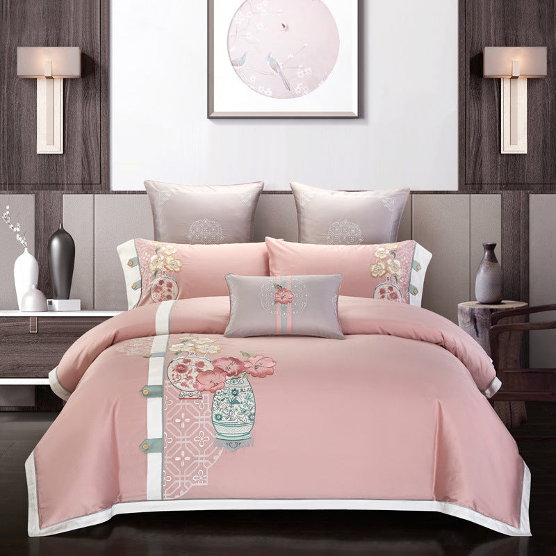 Duvet Cover Set Cotton Embroidery | elegant soft breathable