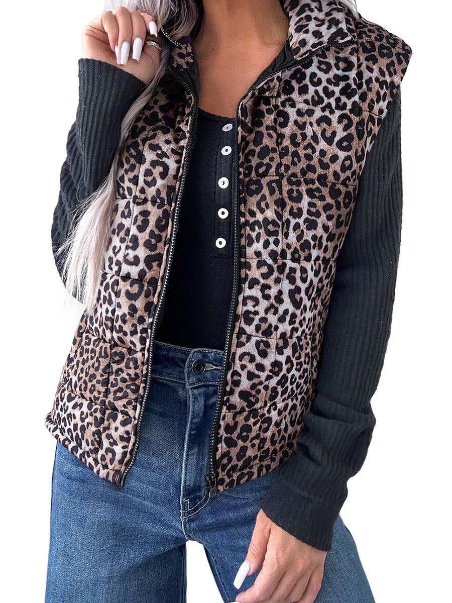 Damen Baumwollweste Leopard – Warm, Stylisch & Trendbewusst