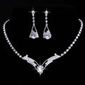 Elegant Teardrop Zirconia Jewelry Set in Korean Design – Necklace & Earrings for Wedding
