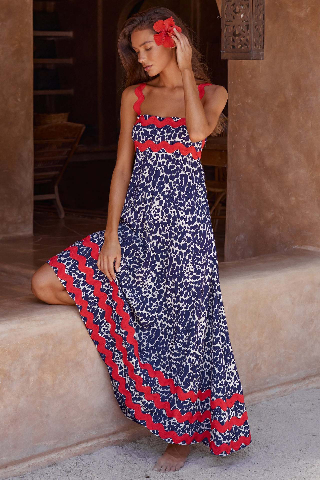 Floral A-Line Maxi Beach Dress – Lightweight Summer Dress with Spaghetti Straps