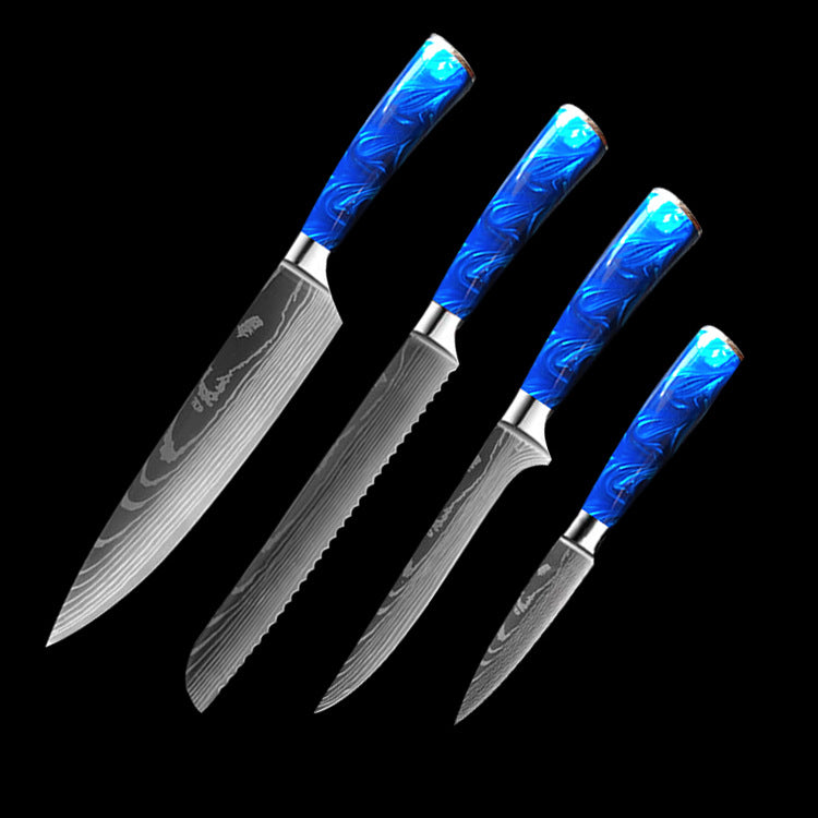 Chef Knife 8 Inch | Kitchen Knife Blue Resin Handle Stainless Steel
