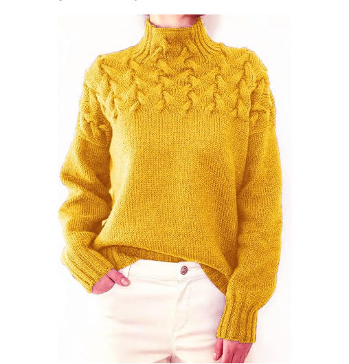 Cable Knit Turtleneck Sweater – Elegant Women's Long-Sleeve Knit Sweater