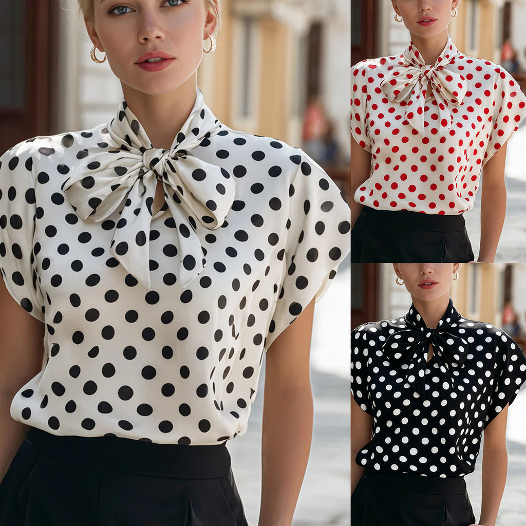 Elegant Women's Blouse with Bow Collar – Business & Timeless Style