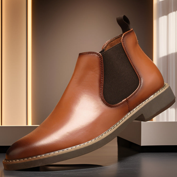 Men's Leather Boots Oversize | British Style Casual Boots