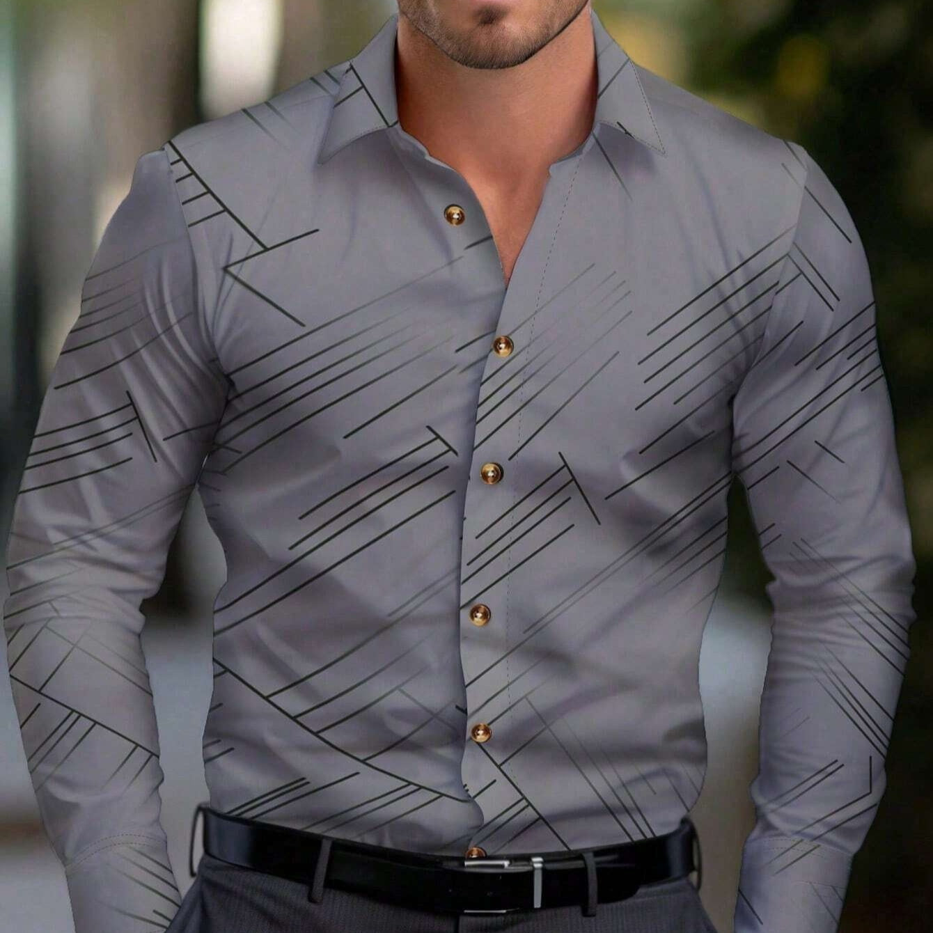 Men's Striped Shirt | Business Plus Size Elegant Modern