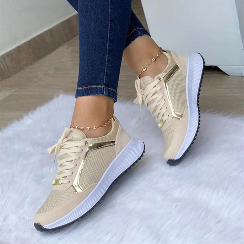 Damen Schnür Sneaker – Sportliche Bequeme Freizeit Schuhe
