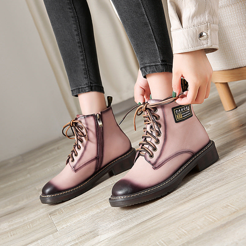 Rosa Damen Stiefeletten | Modische Boots mit Keilabsatz