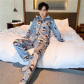 Herren Ice Silk Pyjama Langarm | Leichte Sommer Nachtwäsche Set