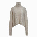 Women's Cable Knit Turtleneck Sweater | Short Winter Look