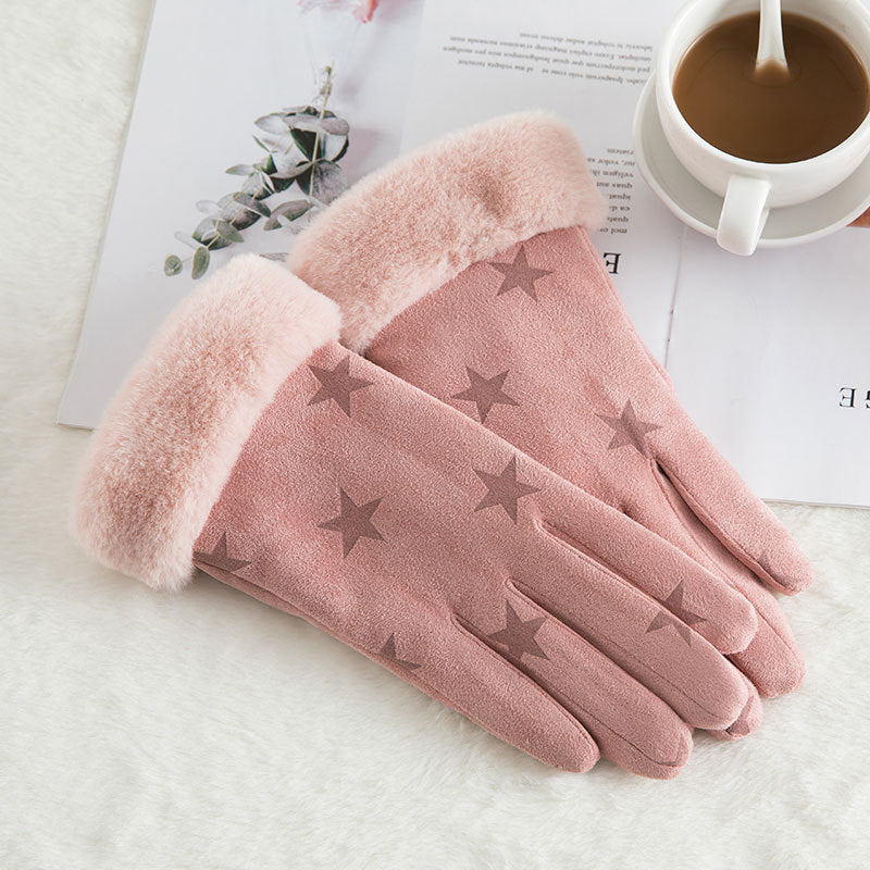 Damen Wildleder Winterhandschuhe | Warme Woll Thermohandschuhe