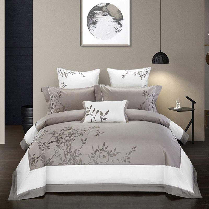 Duvet Cover Set Cotton Embroidery | elegant soft breathable