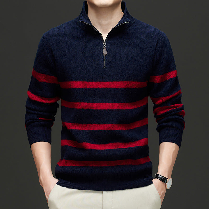 Men's Korean Style Pullover – Striped Trend Knit Sweater