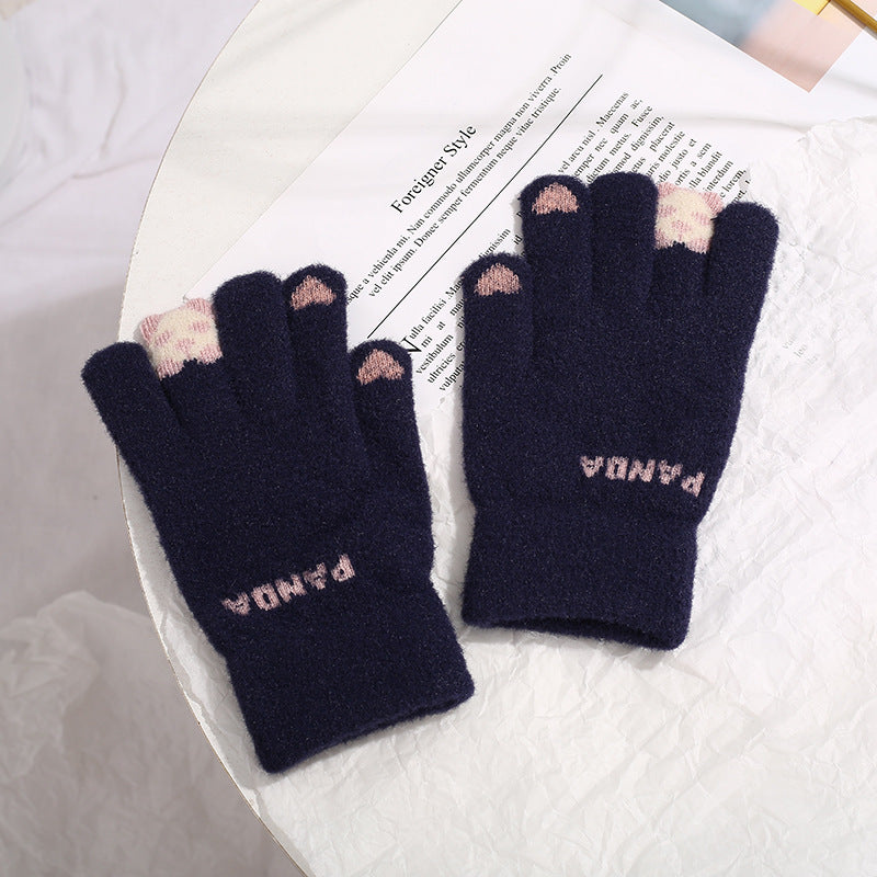 Damen Panda Touchscreen Strickhandschuhe – Warm Winter Fahrrad