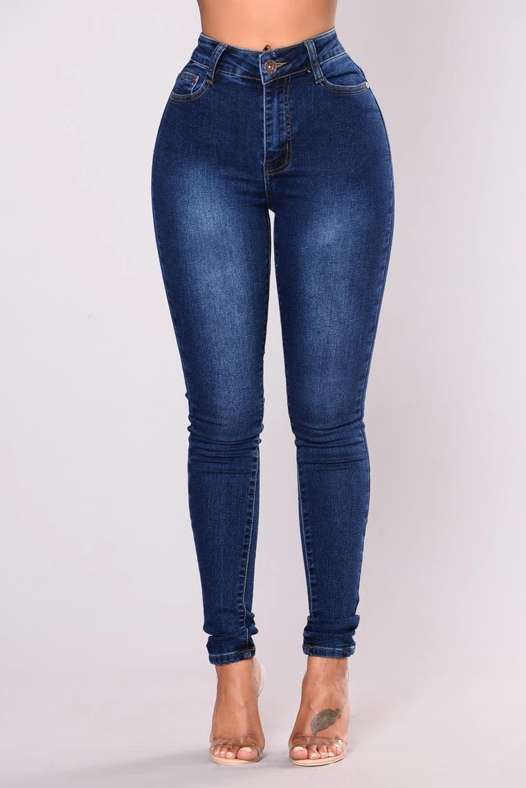 Women's High Waist Stretch Jeans | Skinny Pencil Denim Trousers