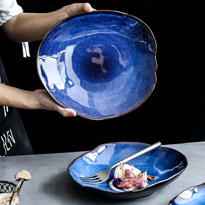 Keramik Teller unregelmäßig | Flache Design Teller modern elegant