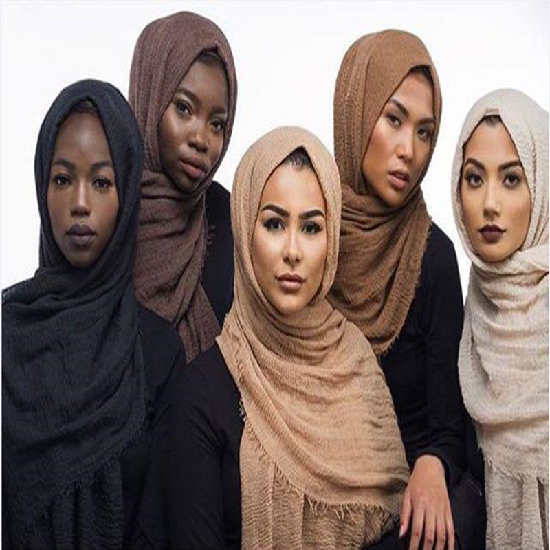 Damen Baumwoll Pashmina Schal | Weicher Fransen Hijab Stola