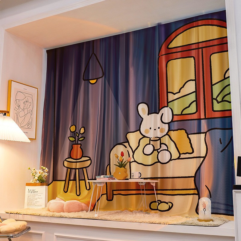 Children's Curtain Velcro Cartoon | Cabinet Curtain without Drilling