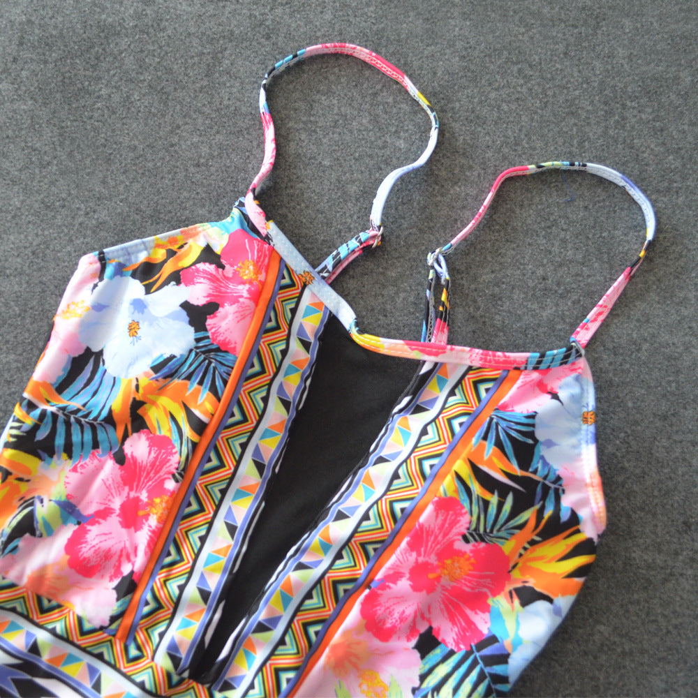 Sexy Damen Mesh Badeanzug | High Cut Floral Swimwear