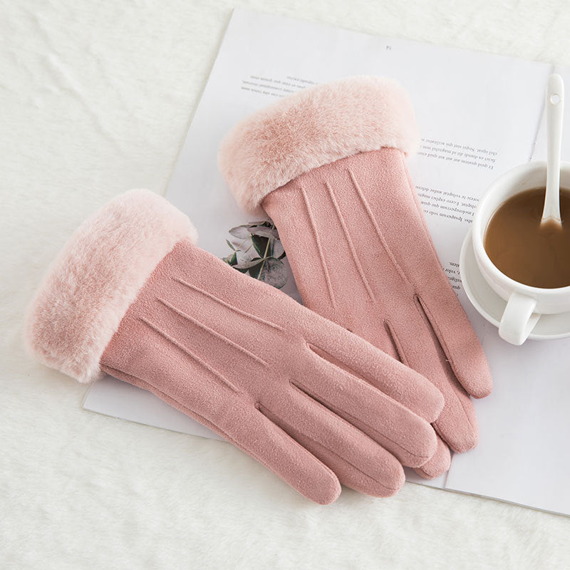 Damen Wildleder Winterhandschuhe | Warme Woll Thermohandschuhe