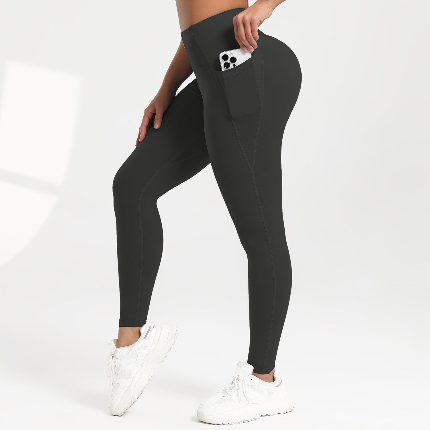 Women's High Waist Running Leggings with Pockets – Push-Up Sports Trousers