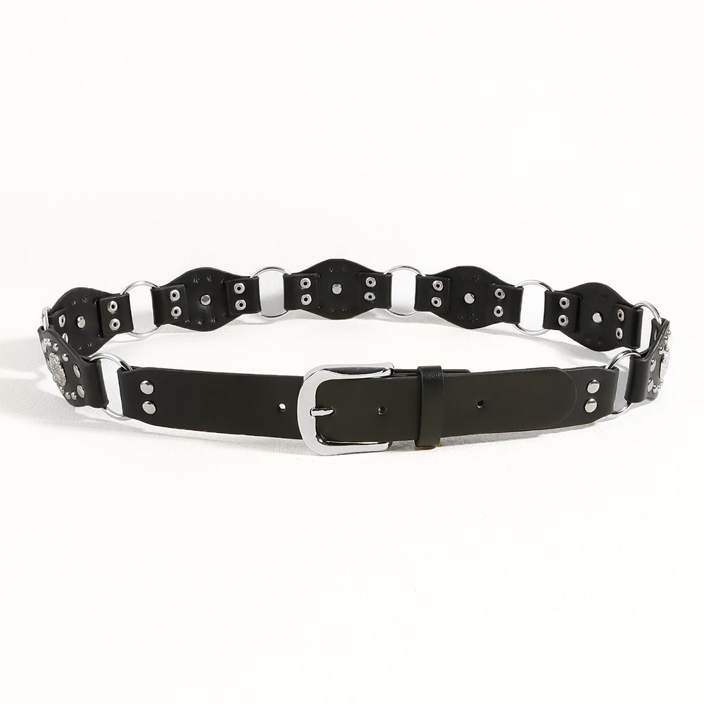 Vintage Belt Unisex | Studded Metal Buckle Punk Style