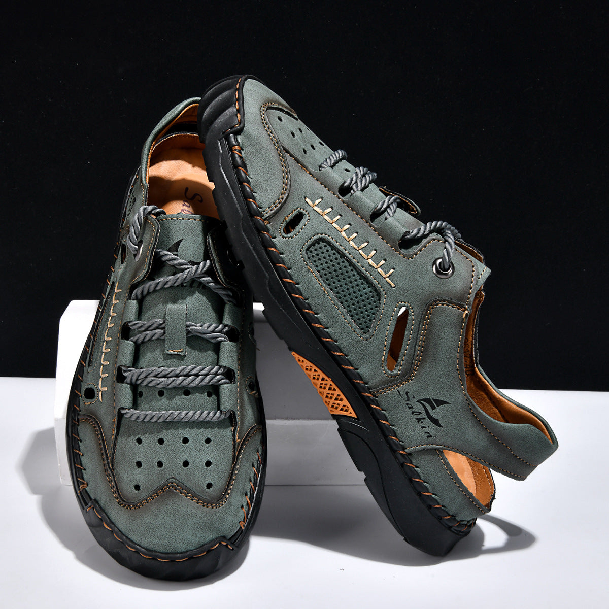 Men's Hand-Stitched Closed Sandals Comfort Casual Shoes