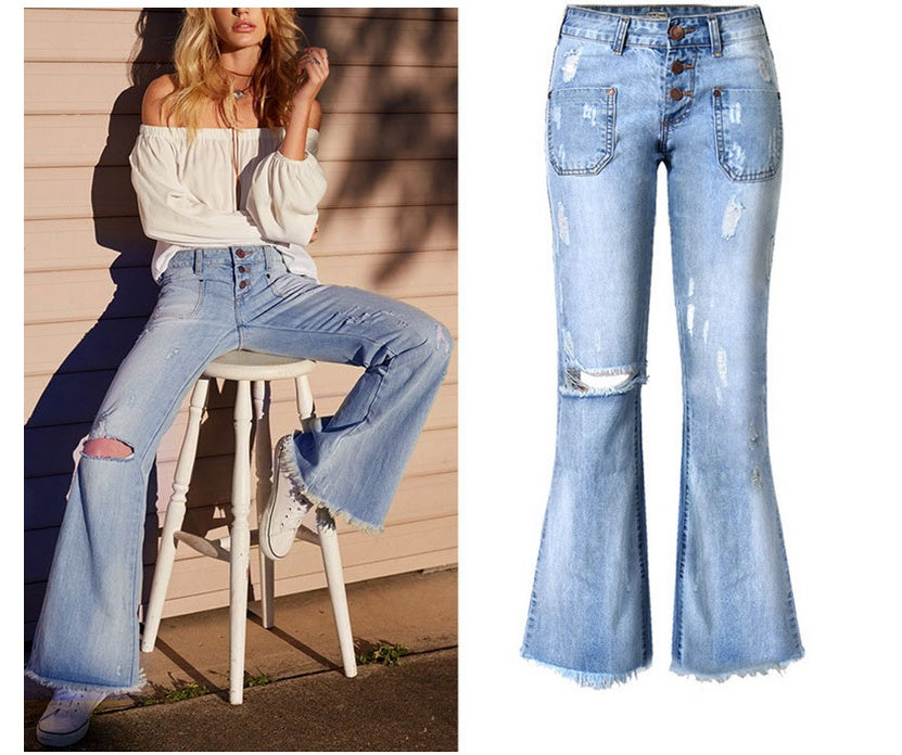 Women's Flared Denim Jeans | Elegant Trumpet Leg Jeans