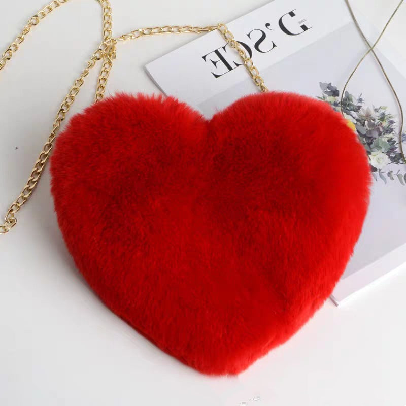 Plush Women's Bag with Chain – perfect for Valentine's Day