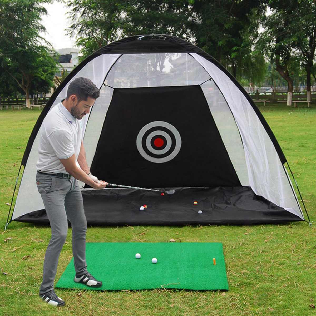 Golf Practice Net Tent with Hitting Cage | Outdoor Training Golf Net Garden