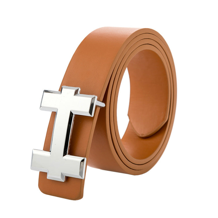 Designer Belt Men PU Leather H Buckle Elegant Jeans Business