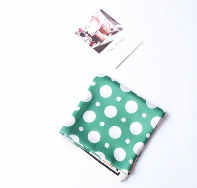 Women's Silk Scarf Square Polka Dot Neck Scarf Hair Scarf Elegant