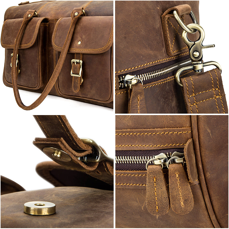 Retro Leather Travel Bag XL - Crazy Horse Cowhide Weekender