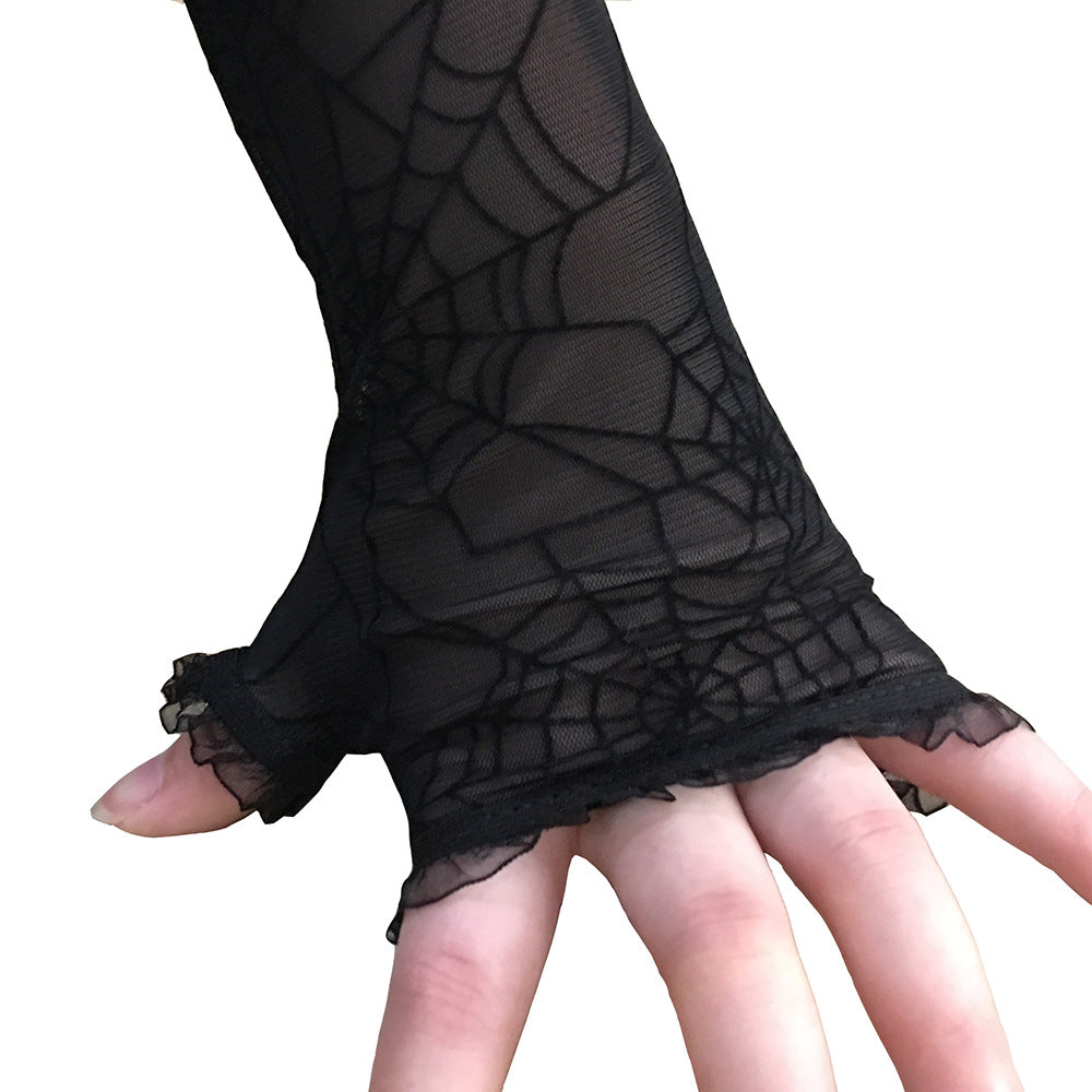 Spider Web Halloween Handschuhe | Gothic Spinnennetz Gloves