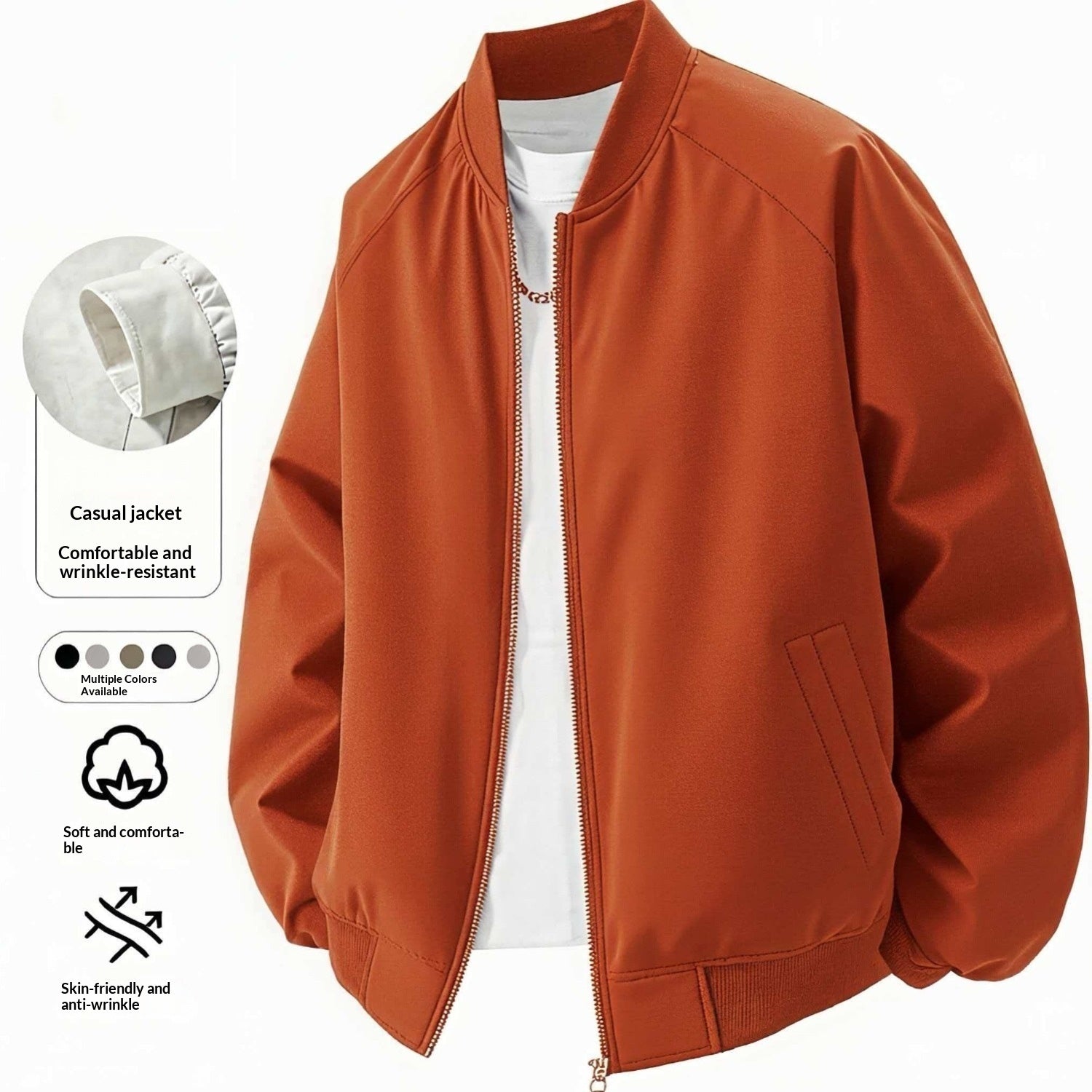 Men's Plain Baseball Jacket – Fashionable College Transitional Jacket