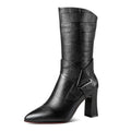 Women's Plush Winter Boots | Pointed-Toe Block Heel Boots