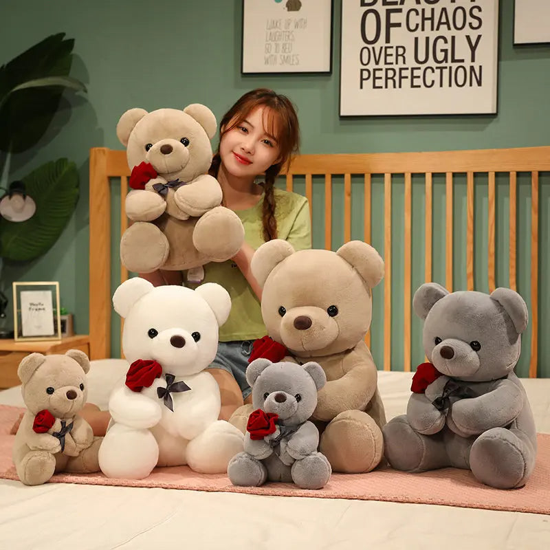 Teddy Bear with Roses | Plush Gift Valentine's Day Cushion