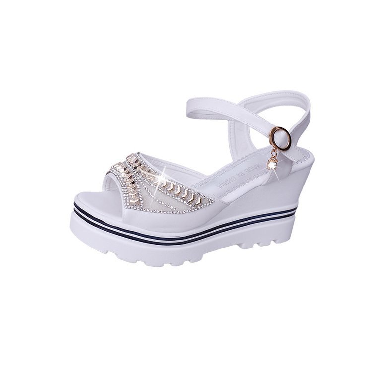 Women's Wedge Sandals Rhinestone | Summer Platform Sandals Elegant