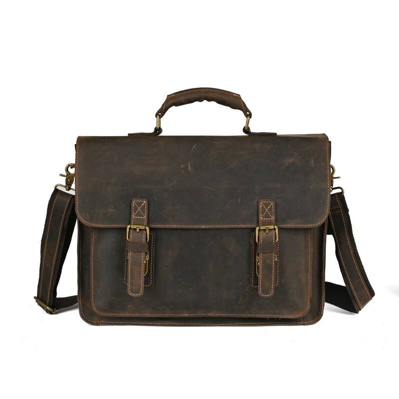 Men's Genuine Leather Laptop Bag – Shoulder Crossbody Business Bag